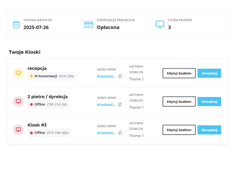 Konfiguracja treści infokiosku w KioskSide